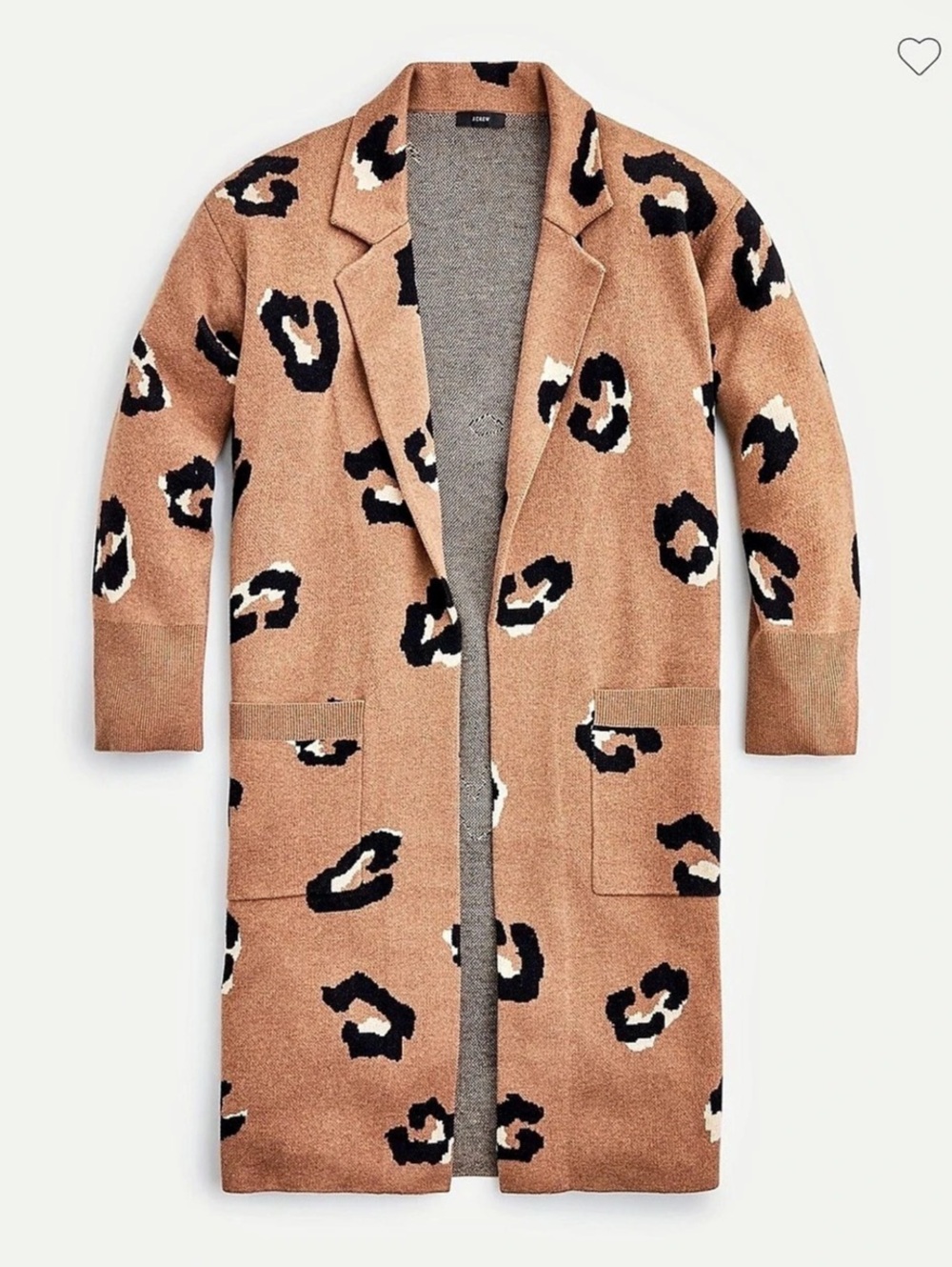J.Crew Ella Open Front Long Sweater Blazer in Leopard Size Small
